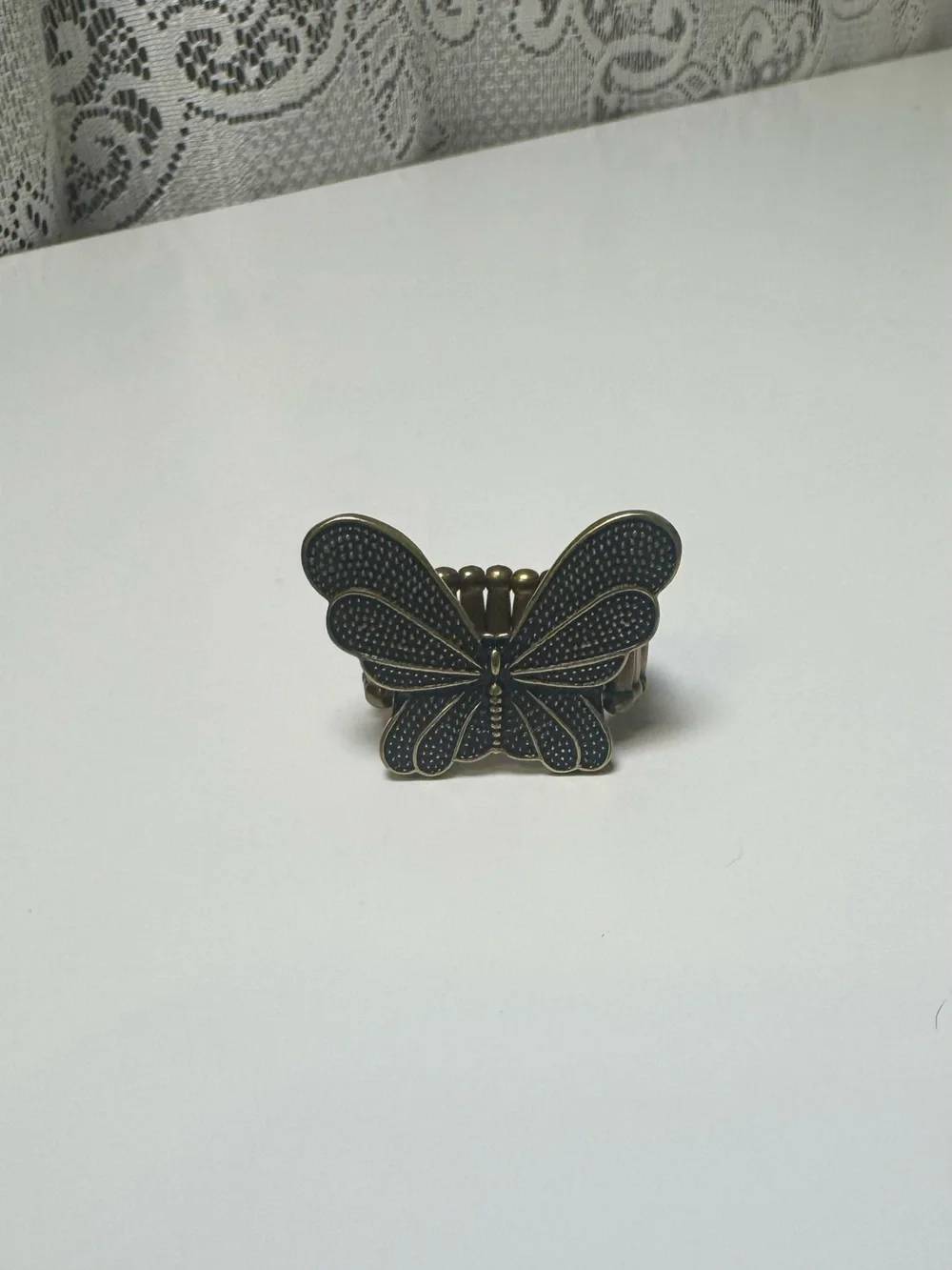 paparazzi Black and Antique Gold Butterfly Stretch Ring